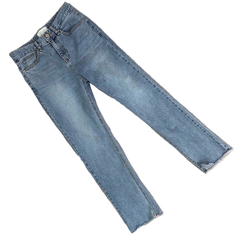 Light Wash Blue Denim High Waisted Slim Jeans